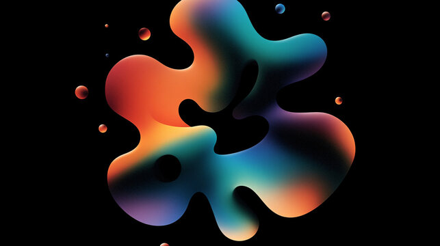 A minimalist poster design featuring an abstract shape on a black background, creating a striking visual.

