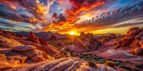 Valley of Fire State Park Nevada Sunrise Dramatic Landscape