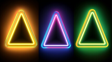 Vibrant Neon Triangle Light Frames Display Background