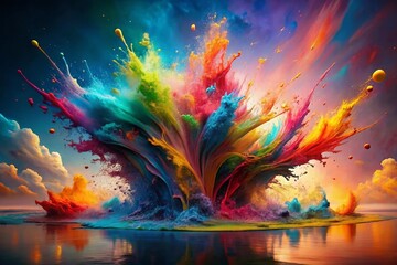 Obraz premium Vibrant Abstract Double Exposure: Splash of Color Art Photography