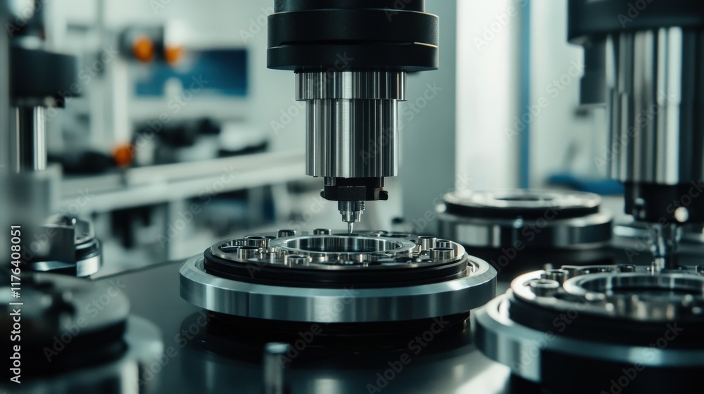 Poster high-precision industrial machinery in action showcasing advanced manufacturing techniques for compo