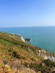 Lush Coastal Hills with Clear Blue Ocean