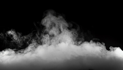 Naklejka premium A dark background showcases swirling white smoke, creating an ethereal and mysterious atmosphere.
