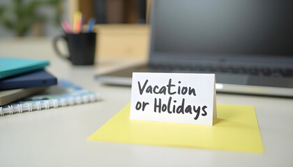 Office-table-with-the-message-Vacation-or-holidays