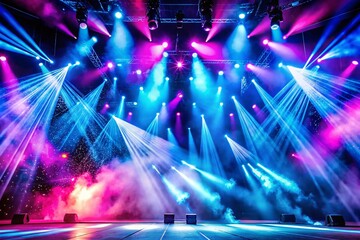 Vibrant Blue Pink Stage Spotlights Smoke Macro Photography