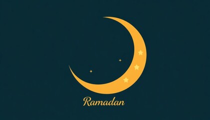 Obraz premium Ramadan greeting card with mosque silhouette and crescent moon. Ramadan kareem Space Text. Eid. Islamic design with ornament islamic.
