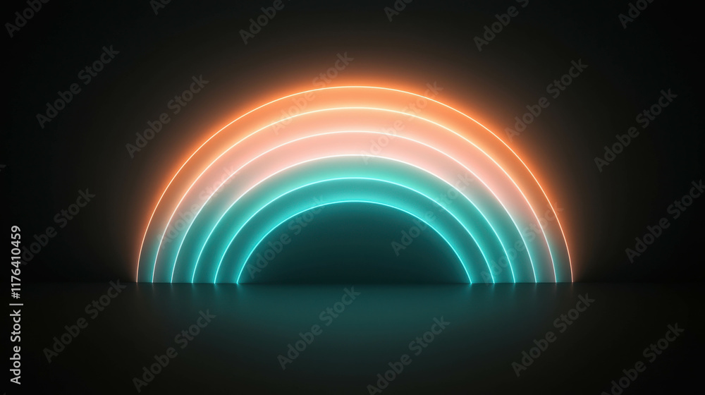 Poster soft glowing arcs of delicate light illuminating a dark background