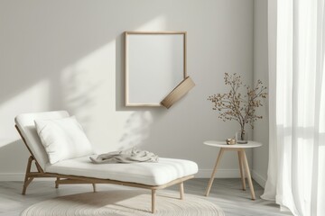 Minimal meditation space with floor cushion and dual 3D poster frames for a relaxing vibe.