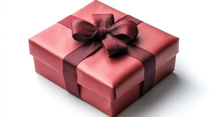 Fototapeta premium A beautifully wrapped gift box in red with a ribbon, symbolizing celebration and surprise.
