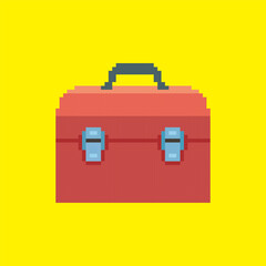 Fototapeta premium tool box pixel art, vector illustration on isolated background.