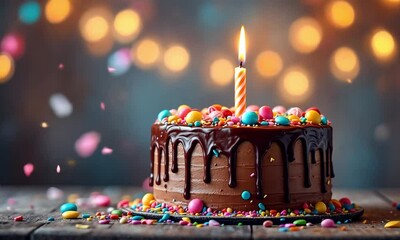 Birthday cake with candles lightings, happy birthday themed video, Birthday cake 