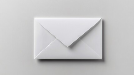 A minimalist white envelope on a light grey surface, perfect for invitations, announcements, greeting cards, or stationery for weddings and formal events.