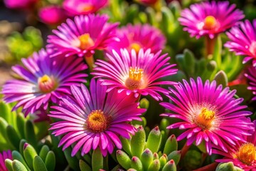 Vibrant Delosperma cooperi Ice Plant Blooming in Garden Bed