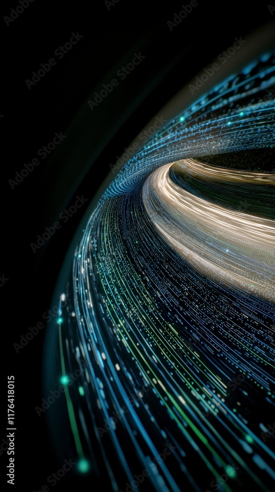 Poster futuristic digital tunnel abstract network data stream