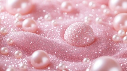 Pastel pink glitter and pearl background with a soft, shimmering finish, perfect for a refined and elegant design with copy space