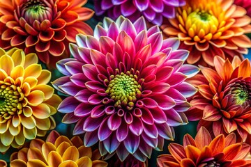 Vibrant Floral Textile Print: High-Resolution Close-up of Detailed Flower Pattern