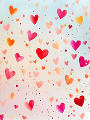 A colorful background filled with hearts in various shades, creating a cheerful and loving atmosphere.