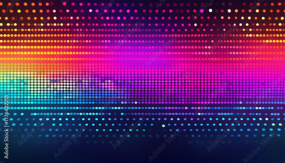 Poster colorful digital background with a gradient of dots in vibrant hues, creating a lively and modern ae