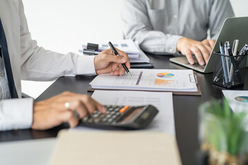 Auditor or internal revenue service staff, Business women checking annual financial statements of company. Audit Concept