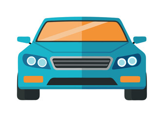 Fototapeta premium Car front view flat illustration on white background