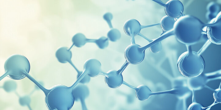 Low poly liquid molecule structure 3D render concept. Polygonal science research hyaluronic acid technology art. Futuristic modern abstract background. Connected wire mesh