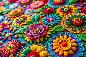 Vibrant Mexican Paper Art: Candid Close-Up Shot of Colorful Handmade Decorations