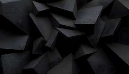 Abstract Dark Geometric Shapes: A Monochromatic Composition of Broken Black Polygons