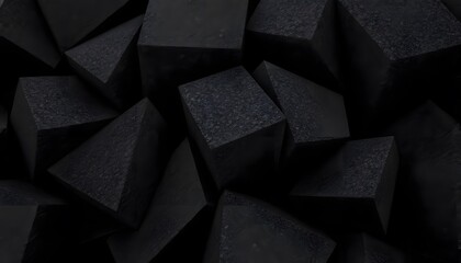 Abstract Dark Geometric Shapes: A Monochromatic Study in Black Cubes and Pyramids