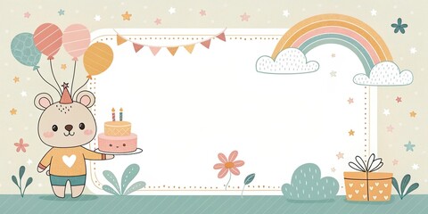 Fototapeta premium cute retro vintage happy birthday illustration background