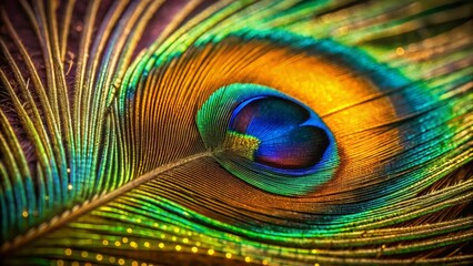 Obraz premium Vibrant Peacock Feather Close-Up: Nature's Jewel, Intricate Patterns & Rich Colors