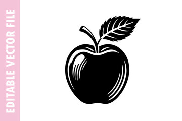 Apple silhouette vector illustration, Apple silhouette vector image