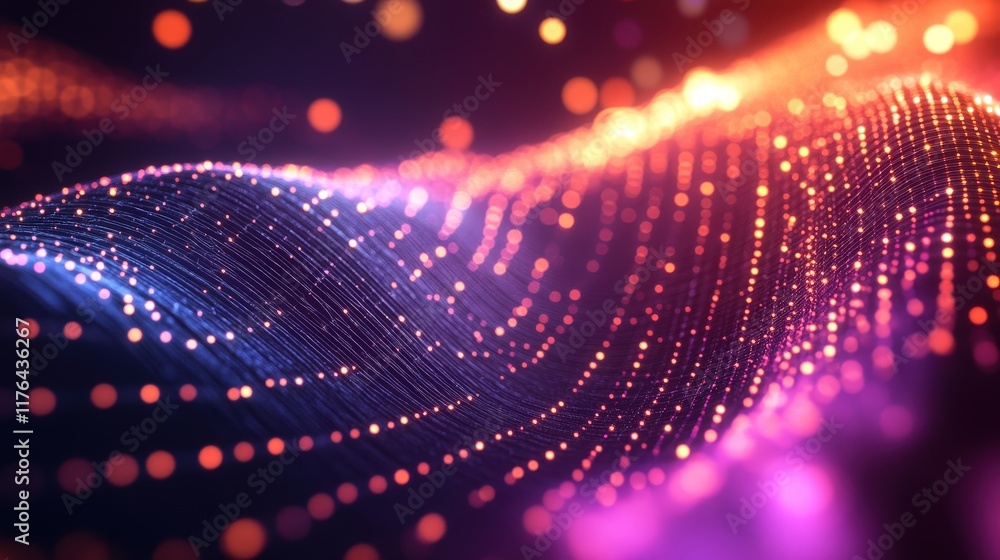 Poster abstract visualization of data transfer network structure with vibrant lights and connections repres