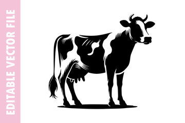 cow on a white, cow design illustration