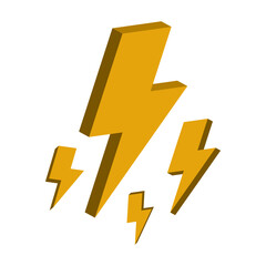 3d flash thunder power icon, flash lightning bolt icon with thunder bolt - Electric power icon symbol - Power energy icon sign for apps and website