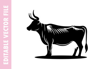 illustration of a cow vector silhouette illustration