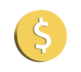 Dollar icon 3d money icon symbol currency yellow sign. Coin money flat vector icons