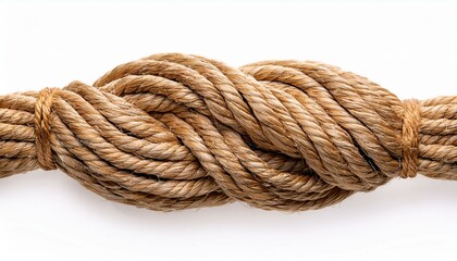 "Closeup of an oval-shaped rope with detailed texture and natural fibers, isolated on white background for crafting visuals."