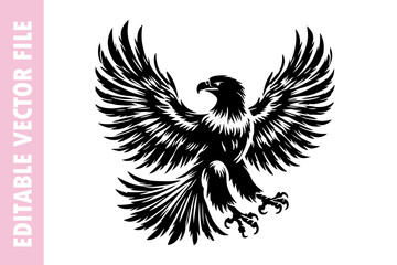 eagle tattoo design, eagle vector silhouette illustration