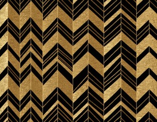 Luxurious Gold and Black Chevron Pattern: Art Deco Geometric Seamless Texture