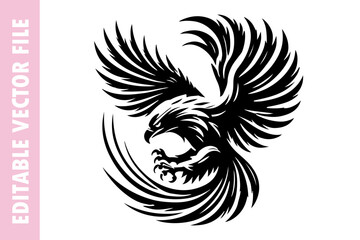 eagle tattoo vector, eagle design silhouette illustration