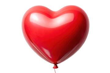 High-resolution image of a red heart-shaped balloon, floating against a panoramic white background; perfect for Valentine's Day.