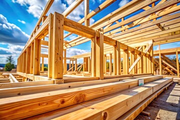Fototapeta premium High-resolution images showcasing wooden building frame construction.