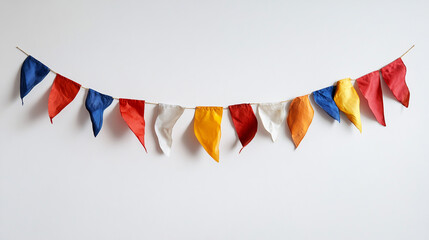 Obraz premium Colorful fabric bunting adds festive atmosphere to indoor celebration space