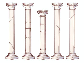 Elegant Antique Columns Set - Architectural Illustrations