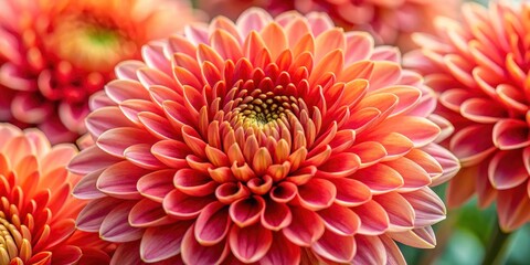 Autumn's vibrant coral chrysanthemums: stunning close-up macro images capture exquisite floral detail.