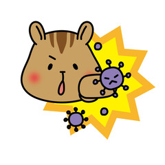 ウイルスをパンチするリス