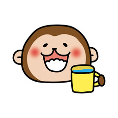 ガラガラうがいをする猿