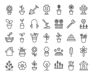 Garden Line Art 50 Icon Set Features