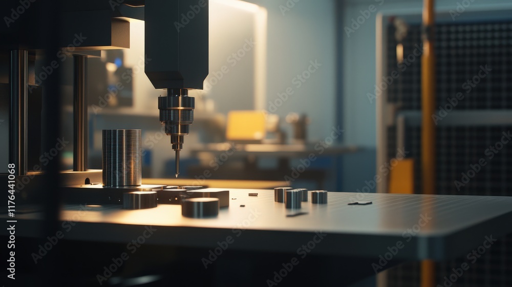 Poster advanced cnc machine working in a high-tech manufacturing facility with precision tools and metal co