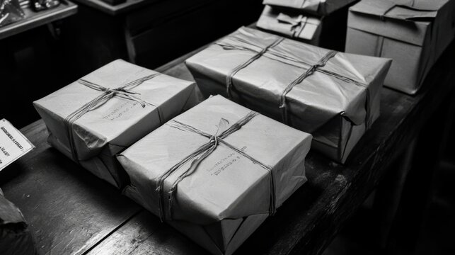 a bunch of boxes that are on a table